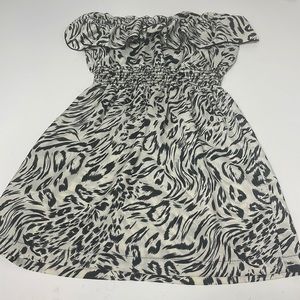 Forever 21 Small Black Ivory Sleeveless Patterned Zip Up Dress